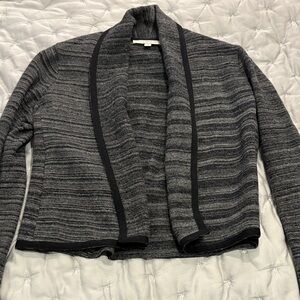 LOFT Charcoal and Black Striped Cardigan/blazer
